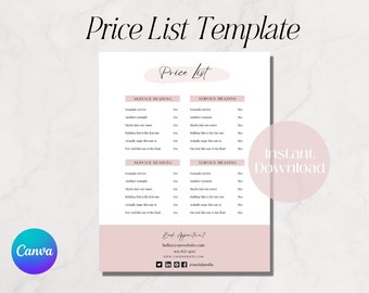 Modello di listino prezzi femminile per piccole imprese, listino prezzi personalizzato, 2 pagine - MGB11