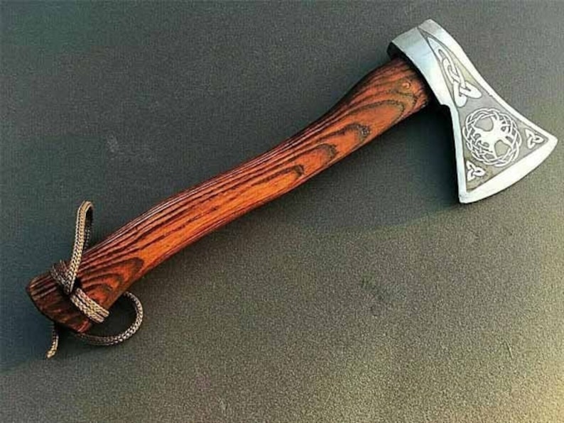 ANNVERSARY GIFT for HUSBAND Viking Camping Axe Throwing Hatchet Forged Carbon Steel Axe, Viking Bearded Battle Axe|AnniversaryGift For Him,