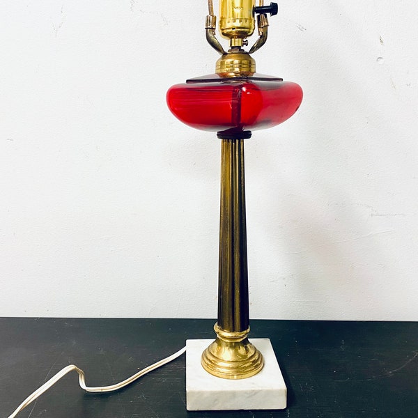 Red Glass Lamp Etsy