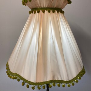 Vintage 16 Victorian Style White/green Fabric Fringed Pom Pom Bell Lamp ...