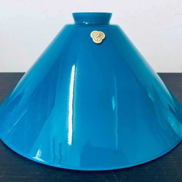 Vintage Vianne France 6.5” Blue Teal Cased Torchiere Lamp Shade 2 3/16” Fitter