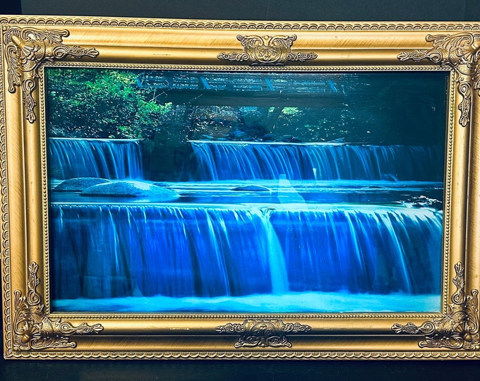 Vintage 25.5 Framed Lightup Motion Picture Art Waterfall W/flowing
