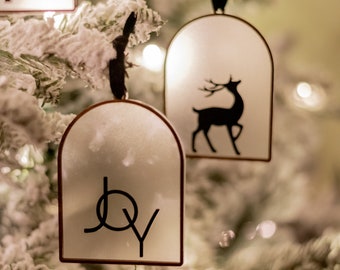 Modern Christmas Ornaments, Modern Farmhouse Christmas Decor, Minimalist Christmas Decor, Christmas Tree Ornaments, Flocked Ornaments