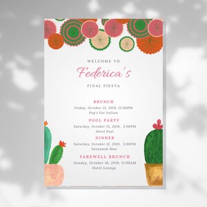 Fiesta Itinerary | Bachelorette, Bridal Shower, Party, Birthday