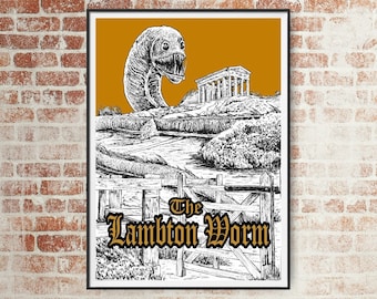 The Lambton Worm, Penshaw Monument, Sunderland, County Durham - Prints & Cards