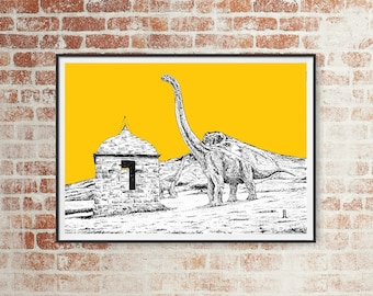 Day of the Dinosaurs - Roseberry Topping, Prints & Cards