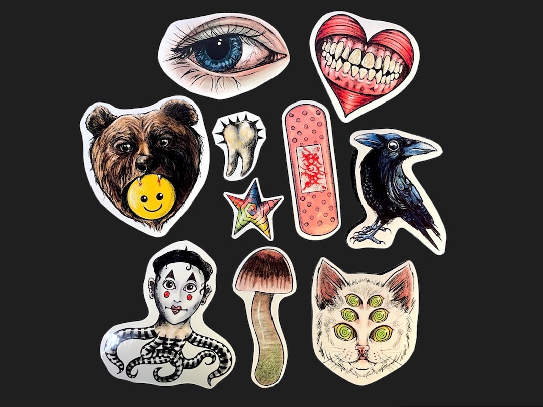 Sticker Pack Handmade Laminated Vinyl Stickers Hand Cut Weirdcore