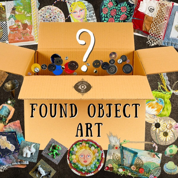 Found Object Art Mystery Box | Personalized Assemblage Mixed Media Artwork | Handmade Gift Box | Painting, Sculpture, Mixed Media Art