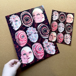Creepy Masks Print | 5x7 or 8.5x11 Paper Mache Horror Masks Glossy Borderless Print