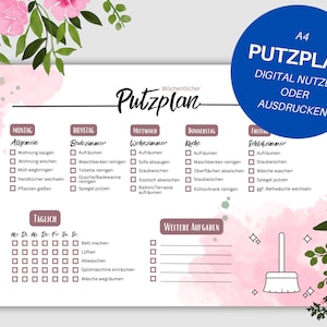 Weekly cleaning plan - use DIGITALLY or PRINT - German