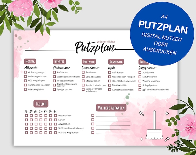 Wochentlicher Putzplan Putzplan