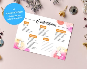 BUDGET PLAN / cleaning plan - use DIGITAL or PRINT - German A4 / A5
