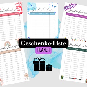 Gift planner/list // Use DIGITALLY or PRINT - German A4