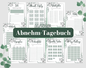 WEIGHT LOSS DIARY / Fitness & Weight Loss Journal / Diet, Nutrition, Workout, Habits / Tracker - German, A4, digital, GoodNotes