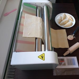 Electric dough sheeter machine with 19.7 inches rollers, tortilla-pasta maker, kitchen appliances-gadgets, baking clipart, croissant. image 5
