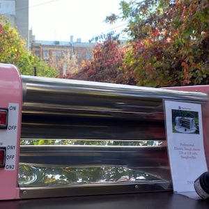 Electric dough sheeter machine with 19.7 inches rollers, tortilla-pasta maker, kitchen appliances-gadgets, baking clipart, croissant. Pink