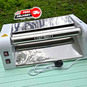 Professional electric dough sheeter machine, pizza dough roller 15.7" rolling pin, baking clipart, cookie cutter, croissant, kitchen decor