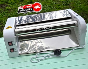 Professional electric dough sheeter machine, pizza dough roller 15.7" rolling pin, baking clipart, cookie cutter, croissant, kitchen decor