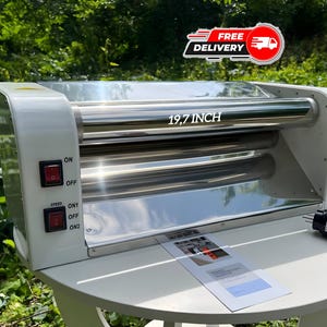 Elektrische Teigausrollmaschine, 50 cm (19,7 Zoll), 220 V/110 V, Edelstahlwalze, für Haushalt und Bäckerei, Küchenhelfer