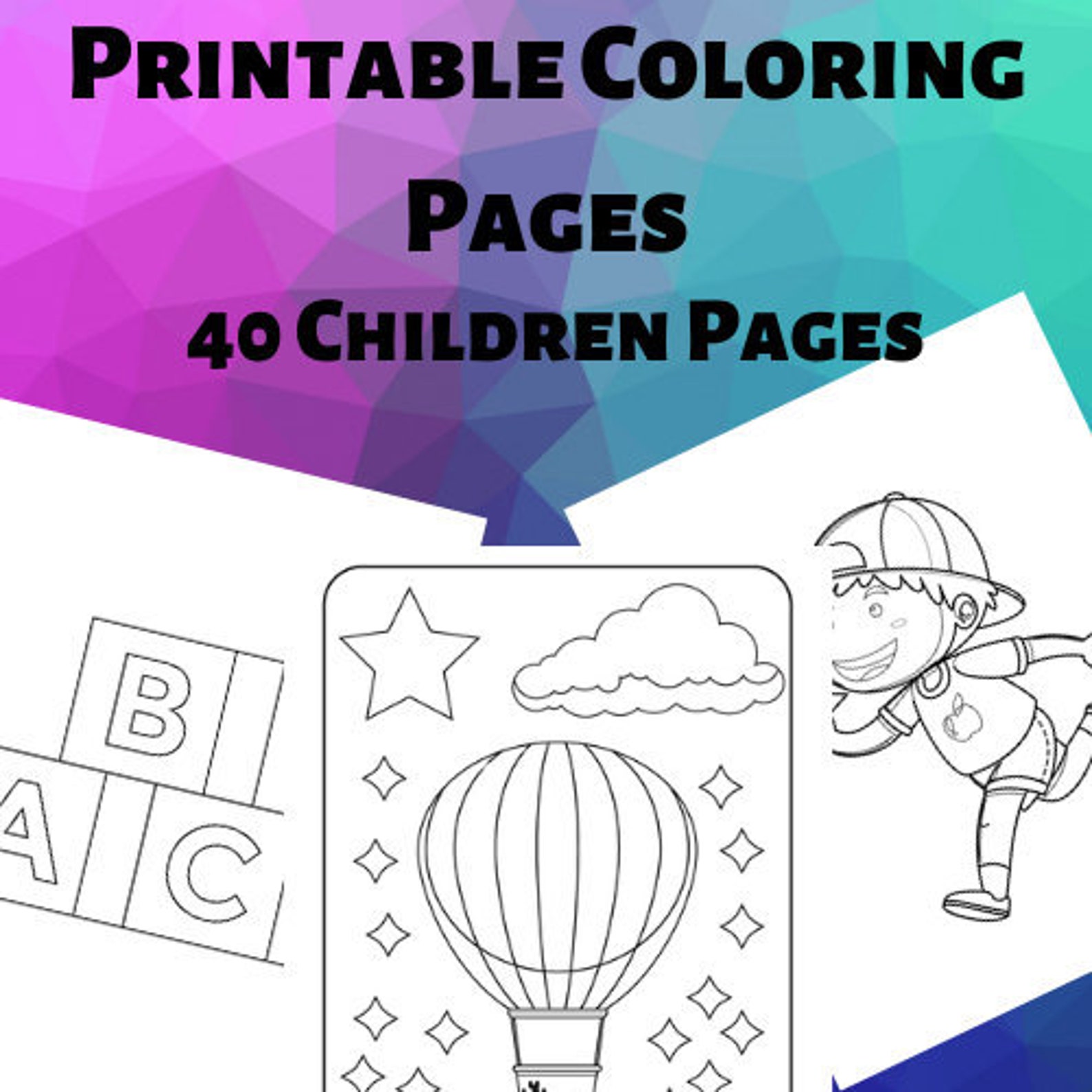 40 Printable Children's Coloring pages | Etsy