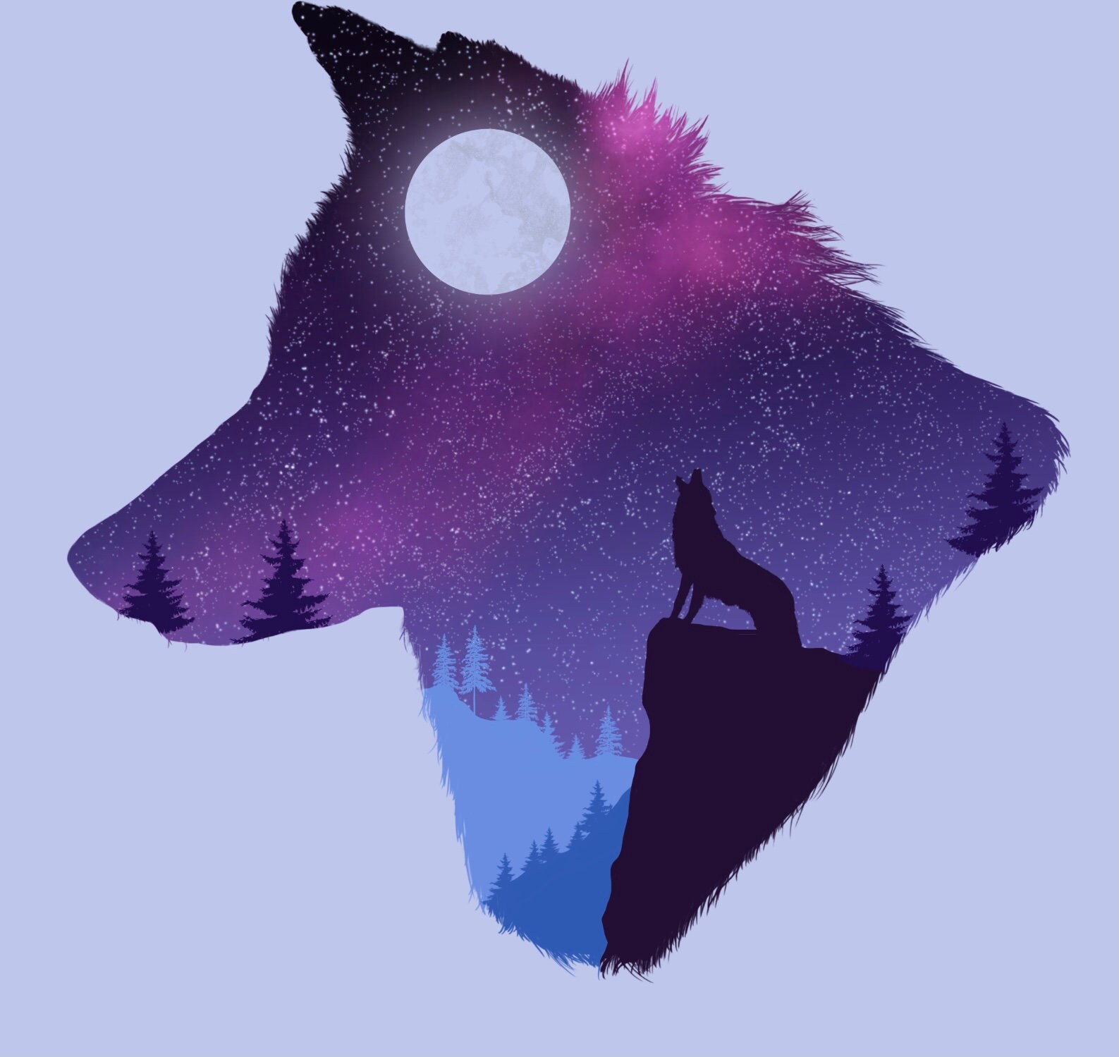 Galaxy Wolf Zeichnung | Etsy