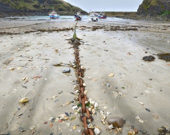 Anchored Framed Print- St Isaacs Cove Cornwall