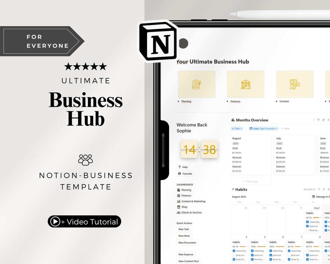 Notion Ultimate Business Hub Template | Digital Planner With Finance ...