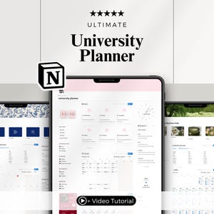 Notion University Planner, Academic life tracker, Student Template, Homework Manager, Aesthetic school Manager