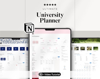 Notion University Planner, Academic life tracker, Student Template, Homework Manager, Aesthetic school Manager