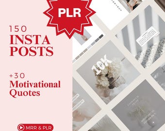 PLR & MRR Faceless Instagram Posts | White, beige aesthetic | customizable digital marketing template - resell rights +motivational quotes