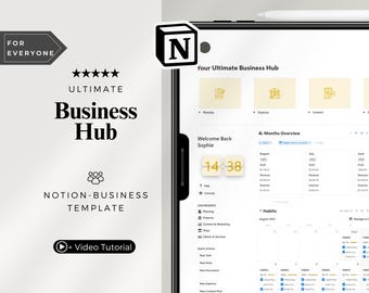 Notion Ultimate Business Hub | Digitaler Planer mit Finanztracker, Kunden Manager crm, Shop Dashboard und Social Media Planung