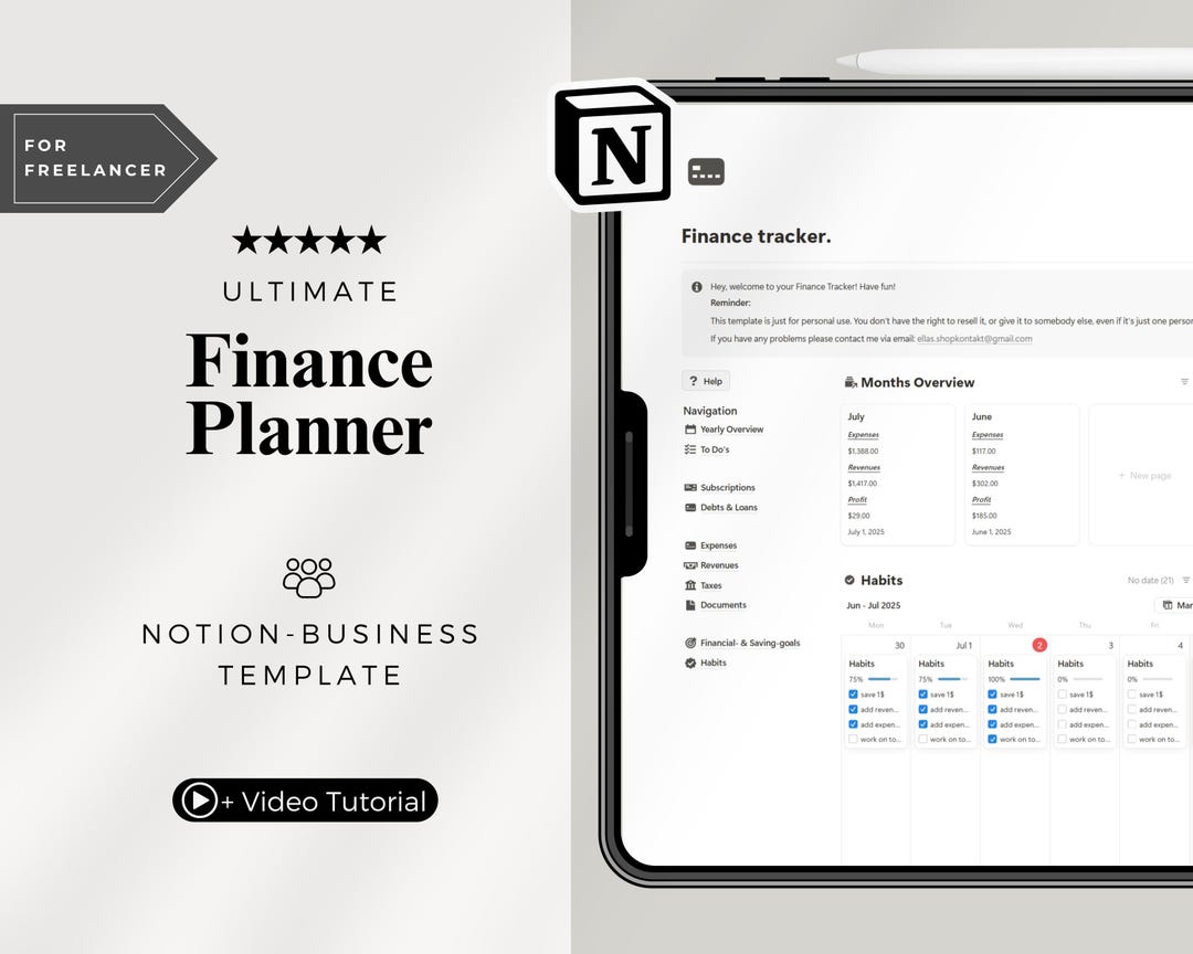 Notion Finance Planner Template | Monthly Budget Tracker | Personal ...