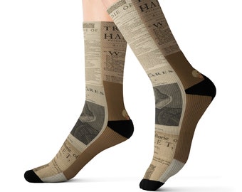 Hamlet 1st Folio Shakespeare Sublimation Socks Literary/Classic/Writer/Author/Stage/Theater/Vintage/Gift/Act/Play/Read/English