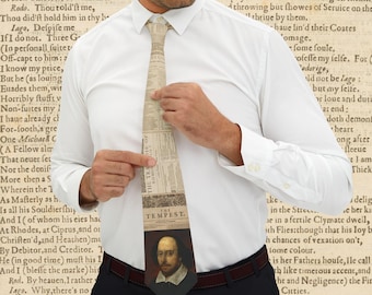 Shakespeare 1st Folio Necktie Literary/Tie/Play/Theater/Stage/Formal/Vintage/Act/Writer/Author/Professor/Unique/Gift/Classic/Text