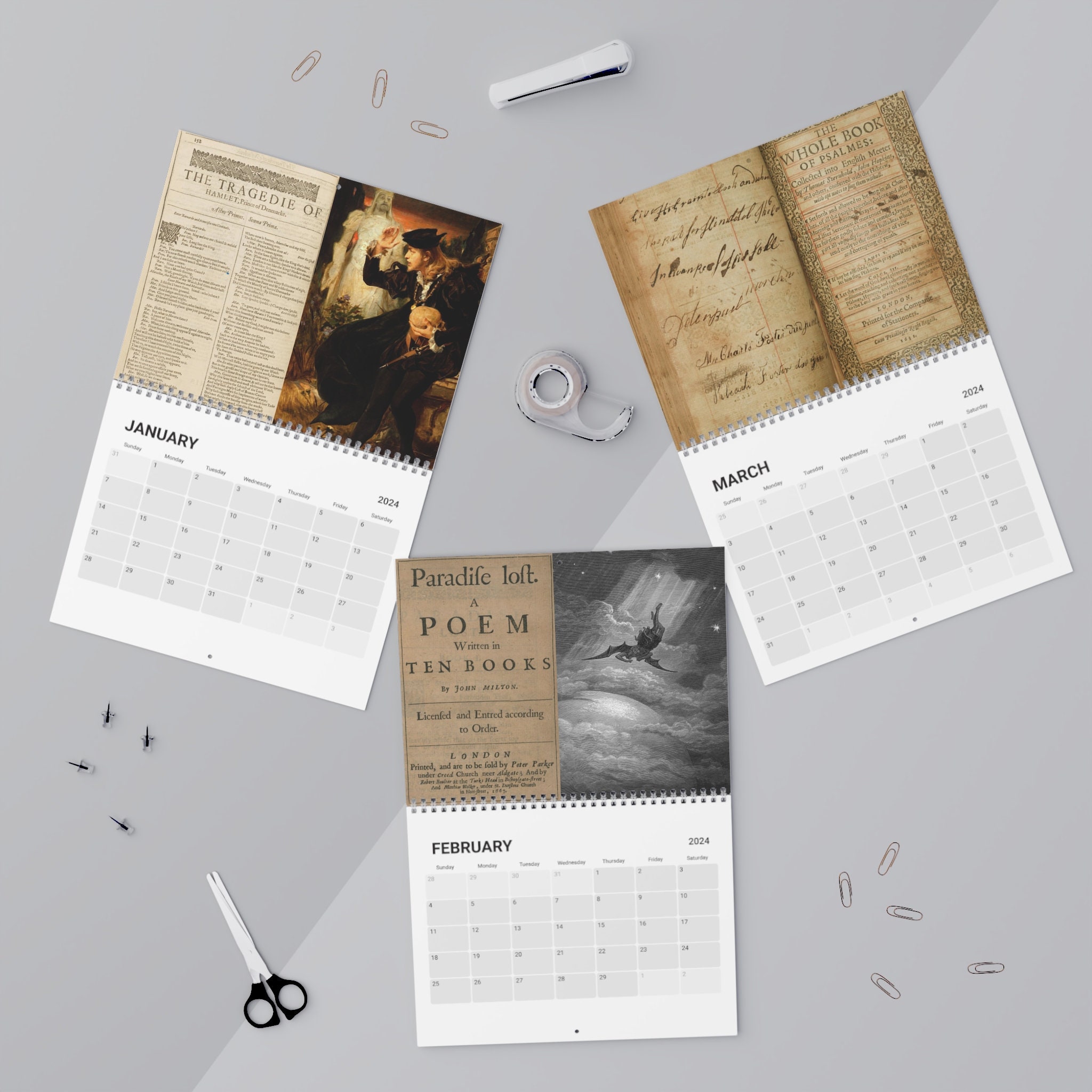 Classic Literature Calendar 2024, Vintage Calendar 2024 sold by Larissa