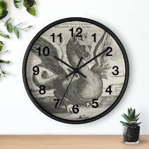 Roman Dragon (1691) Wall Clock Vintage/Illustration/History/Decor/Fantasy/Myth/Legend/Unique/Medieval/Gift/Antiquity/Writer/Author/D&D