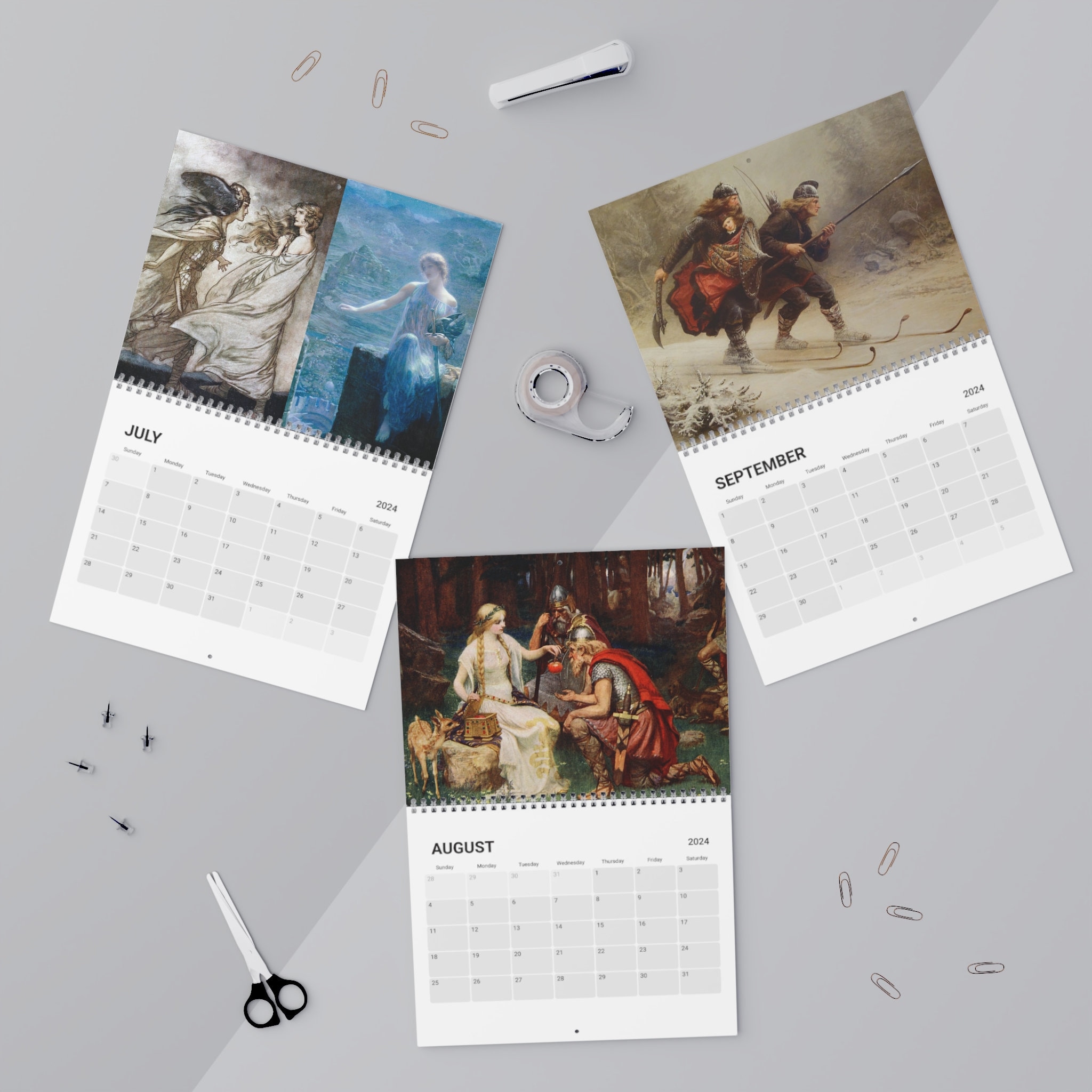 Vikings and Valkyries Calendar 2024, Vintage Calendar 2024 sold by