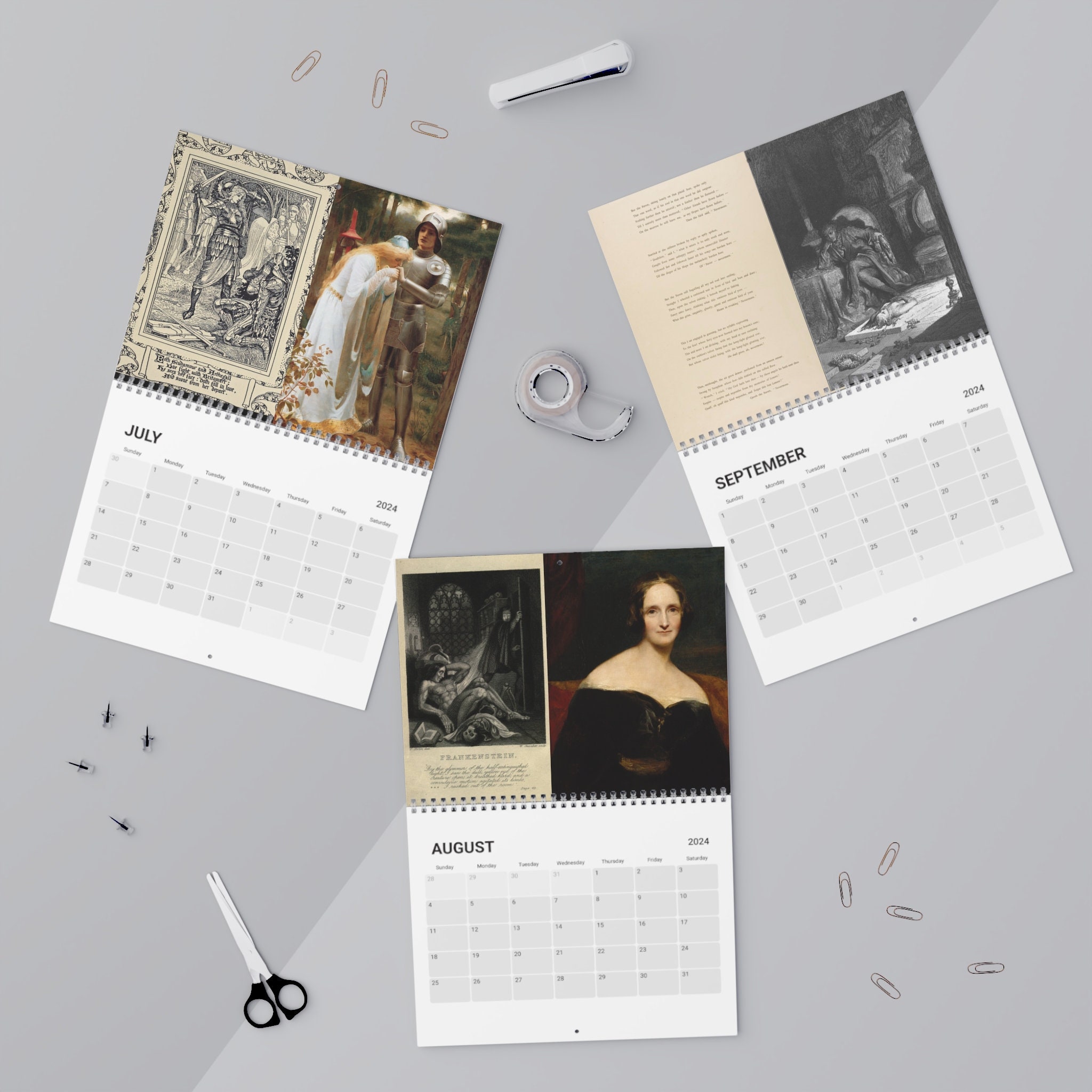 Classic Literature Calendar 2024, Vintage Calendar 2024 sold by Larissa