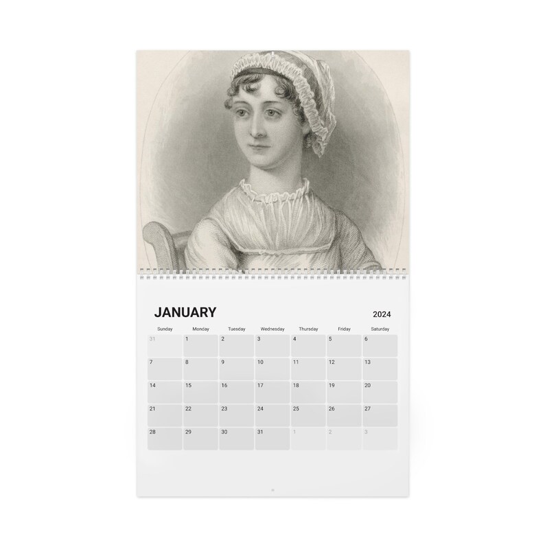 Works of Jane Austen Calendar 2024 Regency/writer/author/vintage/gift