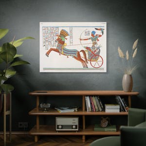 Egyptian Pharaoh on Chariot 1 (1832) Stretched Matte Canvas Print Gift/History/Vintage/Writer/Author/Ancient/Illustration/Art/Horse