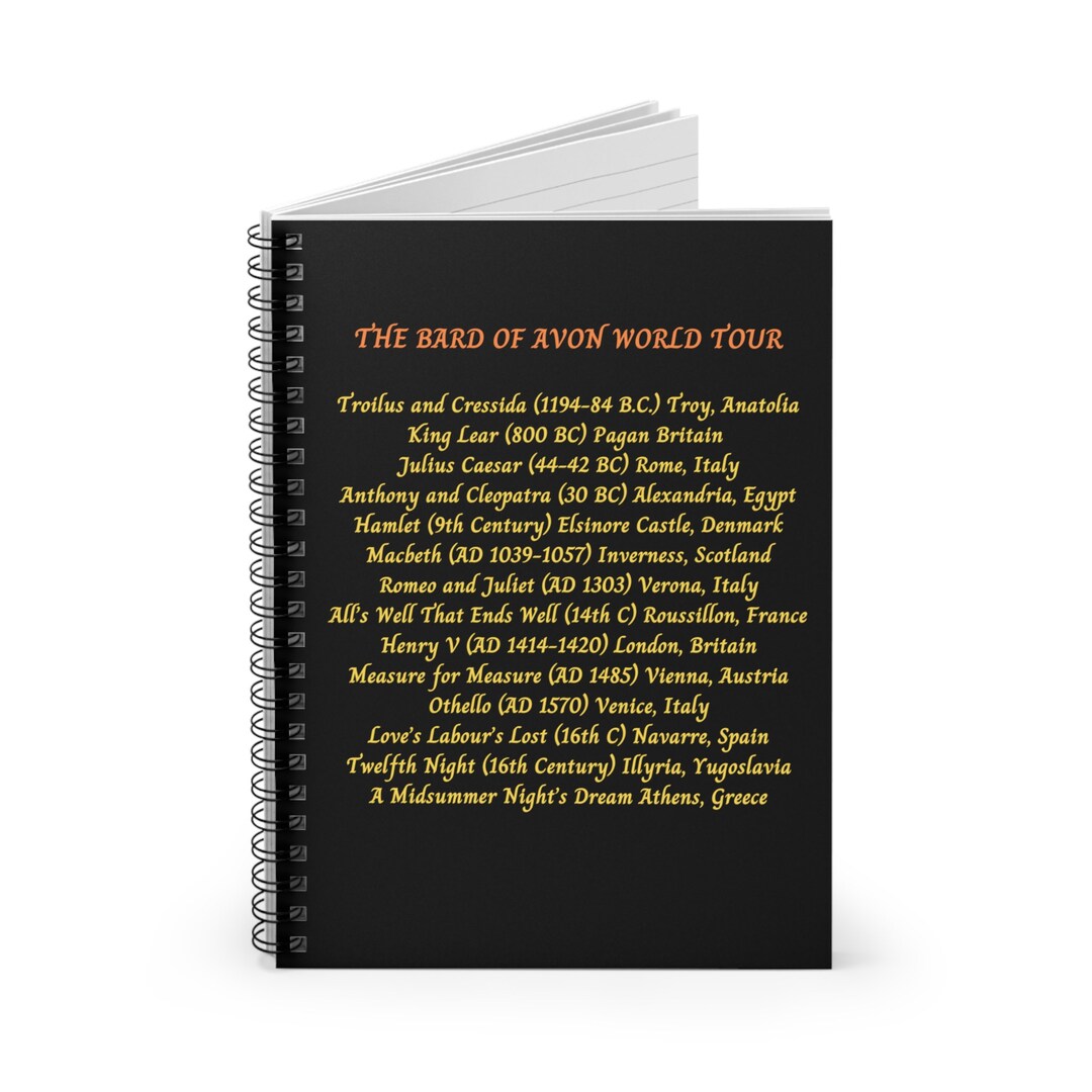 Bard of Avon World Tour Spiral Notebook - Ruled Line William ...