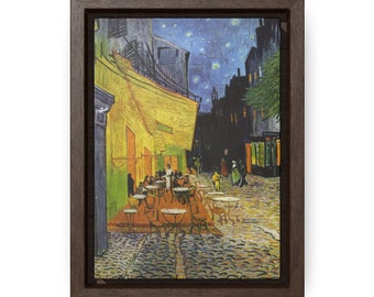 Van Gogh Cafe Terrace at Night Framed Premium Gallery Wrap Canvas/Painting/Student/Decor/Vintage/Artist/Writer/Author/Masterpiece