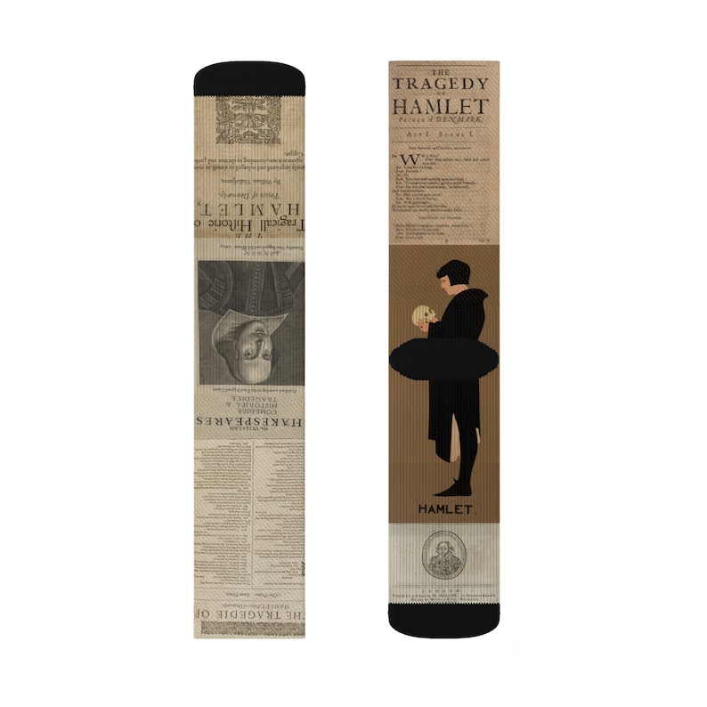 Hamlet 1st Folio Shakespeare Sublimation Socks Literary/classic/writer ...
