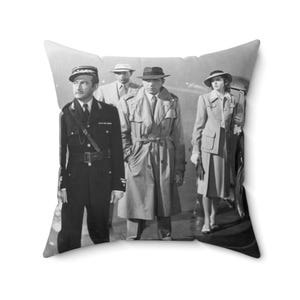 Casablanca &quot;Round Up the Usual Suspects&quot; Spun Polyester Square Pillow Vintage/Cushion/Movie/Film/Cinema/Gift/Classic/Hollywood/Bogart