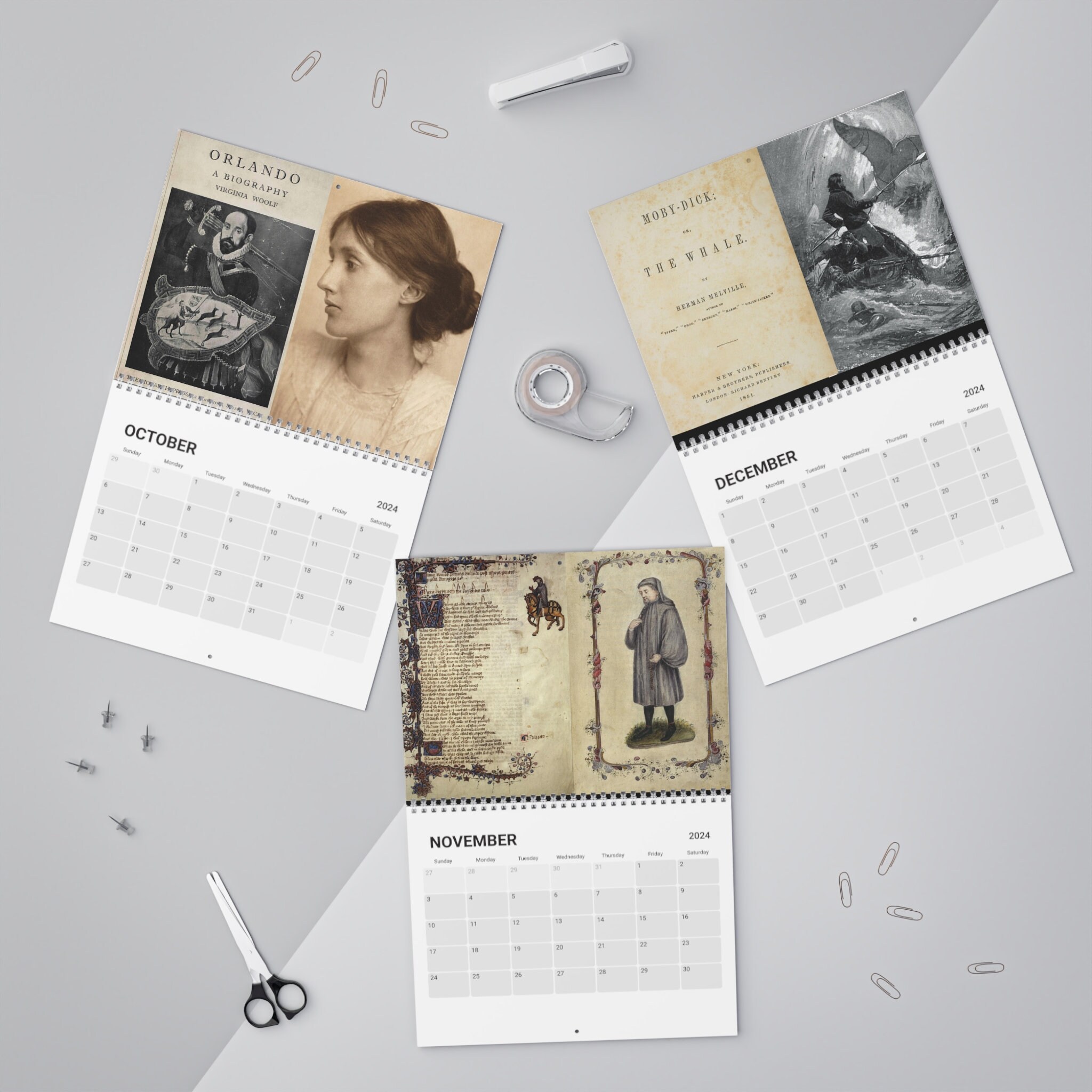 Classic Literature Calendar 2024, Vintage Calendar 2024 sold by Larissa