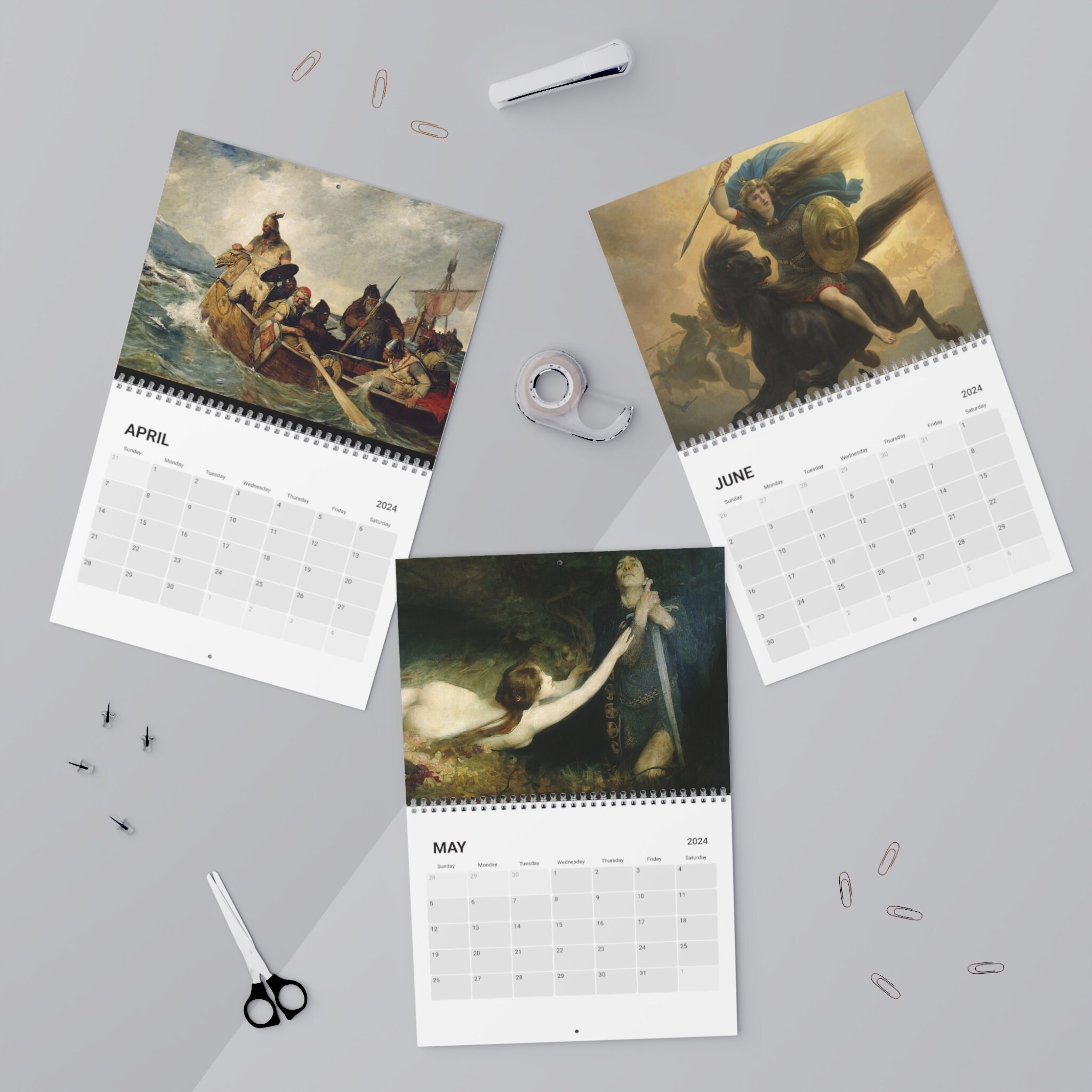 Vikings and Valkyries Calendar 2024, Vintage Calendar 2024 sold by