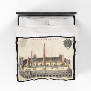 Circus Maximus (1649) Velveteen Plush Blanket Vintage/Ancient Rome/Architecture/Cozy/History/Chariot/Gift/Art/Student/Academic/Culture