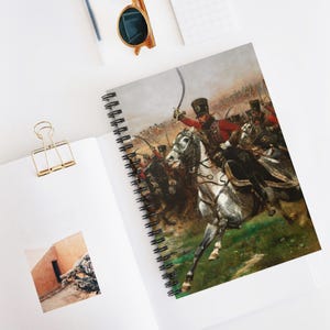 Vive L&#39;Empereur! Spiral Notebook - Ruled Line Napoleonic/History/Horse/Cavalry Charge/Hussar/Battle/Military/Vintage/Painting/Art/WAr
