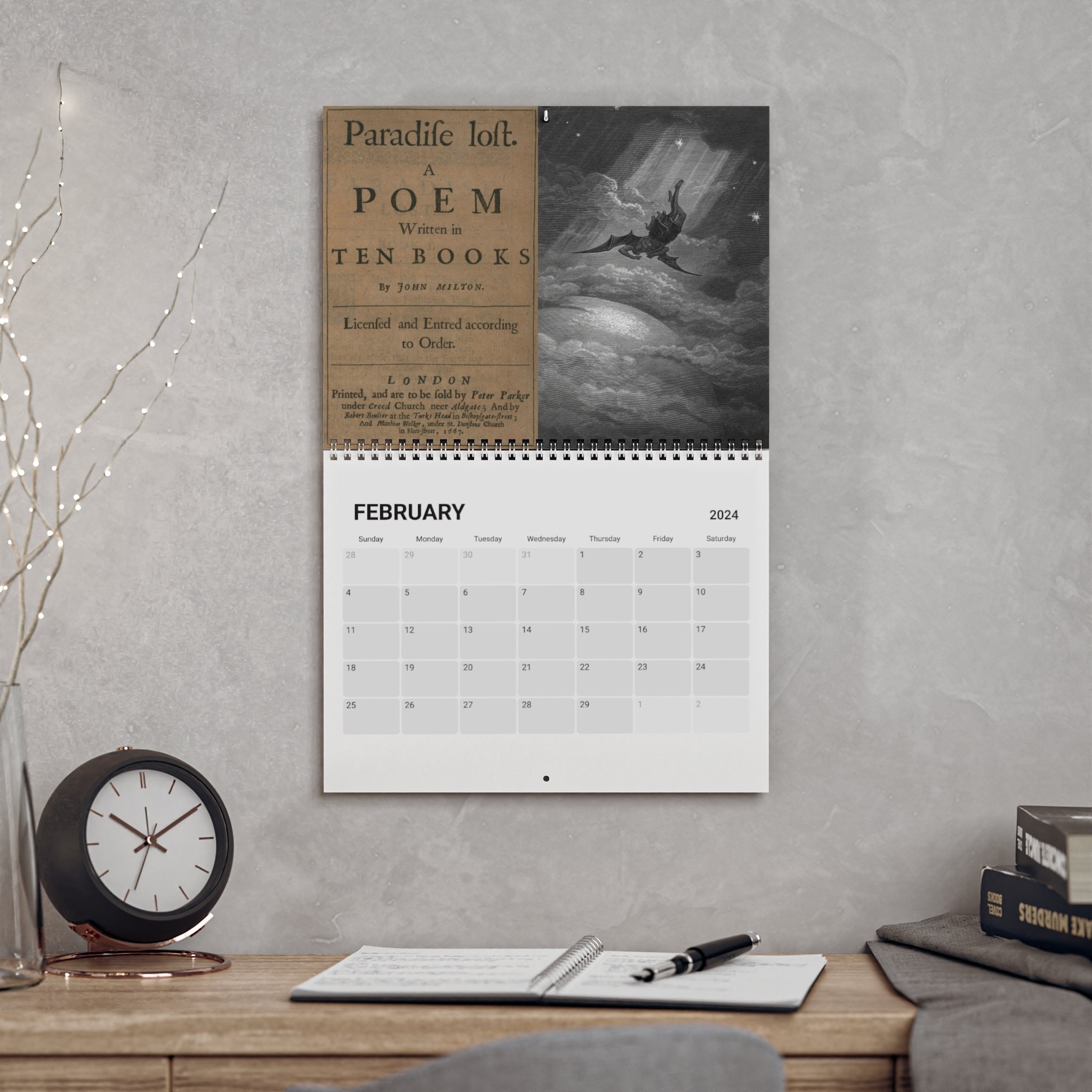 Classic Literature Calendar 2024, Vintage Calendar 2024 sold by Larissa