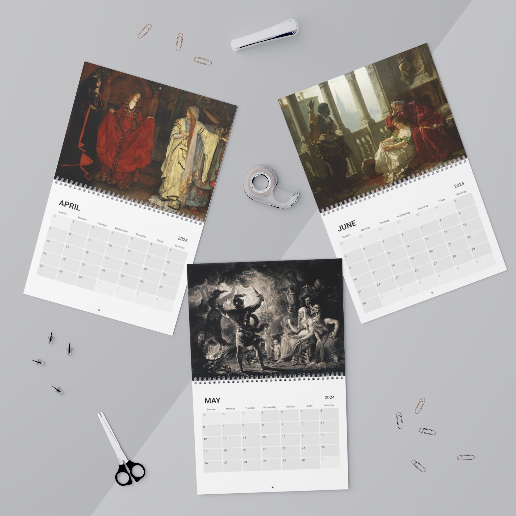 Shakespeare in Art Calendar 2024, Vintage Calendar 2024 sold by Toshko